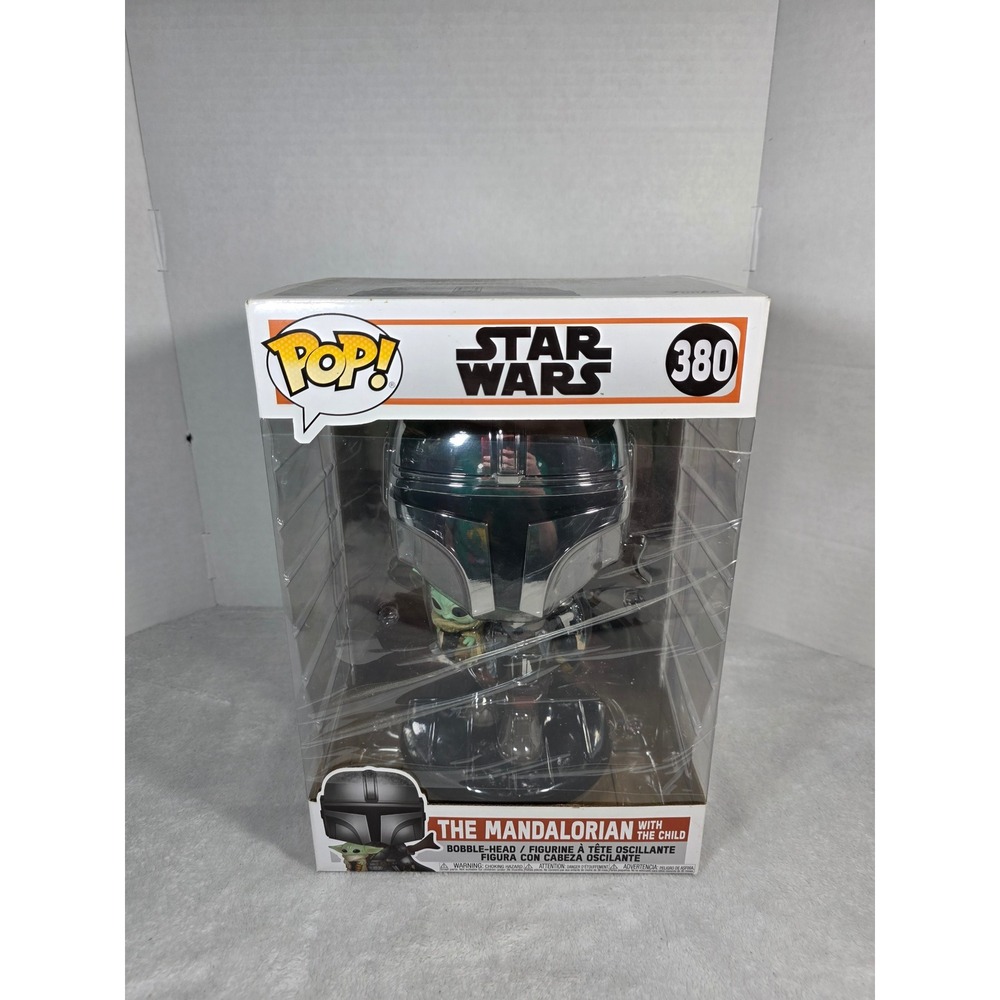 Funko Pop Star Wars The Mandalorian with The Child 10 Inch Chrome Figure 380